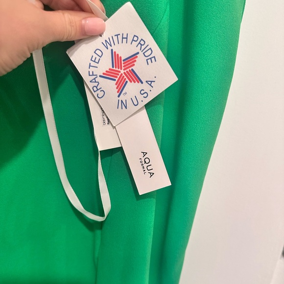 Brand New with tags Green Aqua Cutout high slit gown - Picture 3 of 3